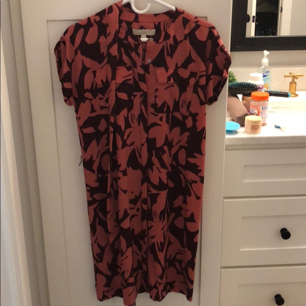 Loft belted button up shirt dress size S